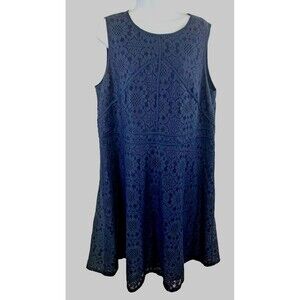 Brixon Blue Party Dress Size 20W Ivy Floral Lace Eyelet Lined Back Zip Boho Chic